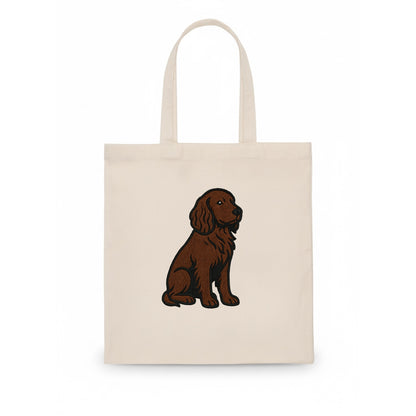 Field Spaniel - Liver colored embroidered sitting design - Tote Bag - white