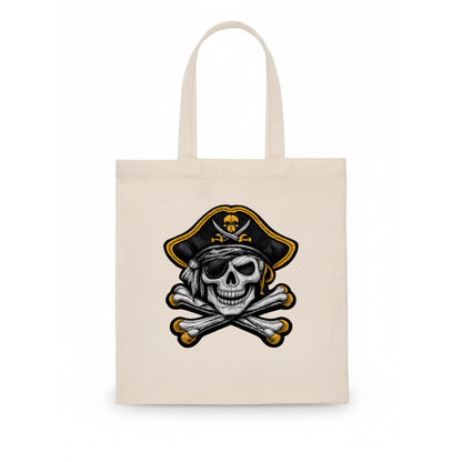 PIRATE SKULL - Jolly Roger skull in black and white , pirate - Tote Bag - white