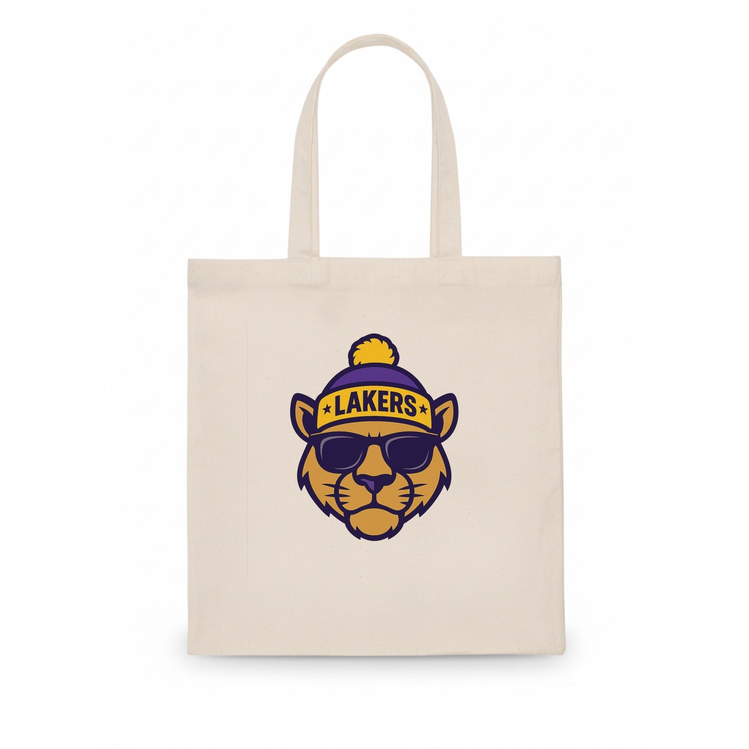 LA Mountain Lion wearing Lakers purple and gold beanie with championship stars and - Tote Bag - white