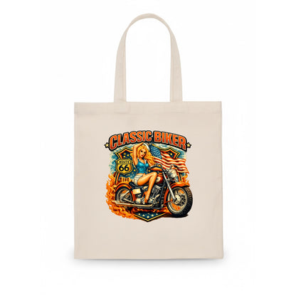 Classic Pinup Biker - Tote Bag - white