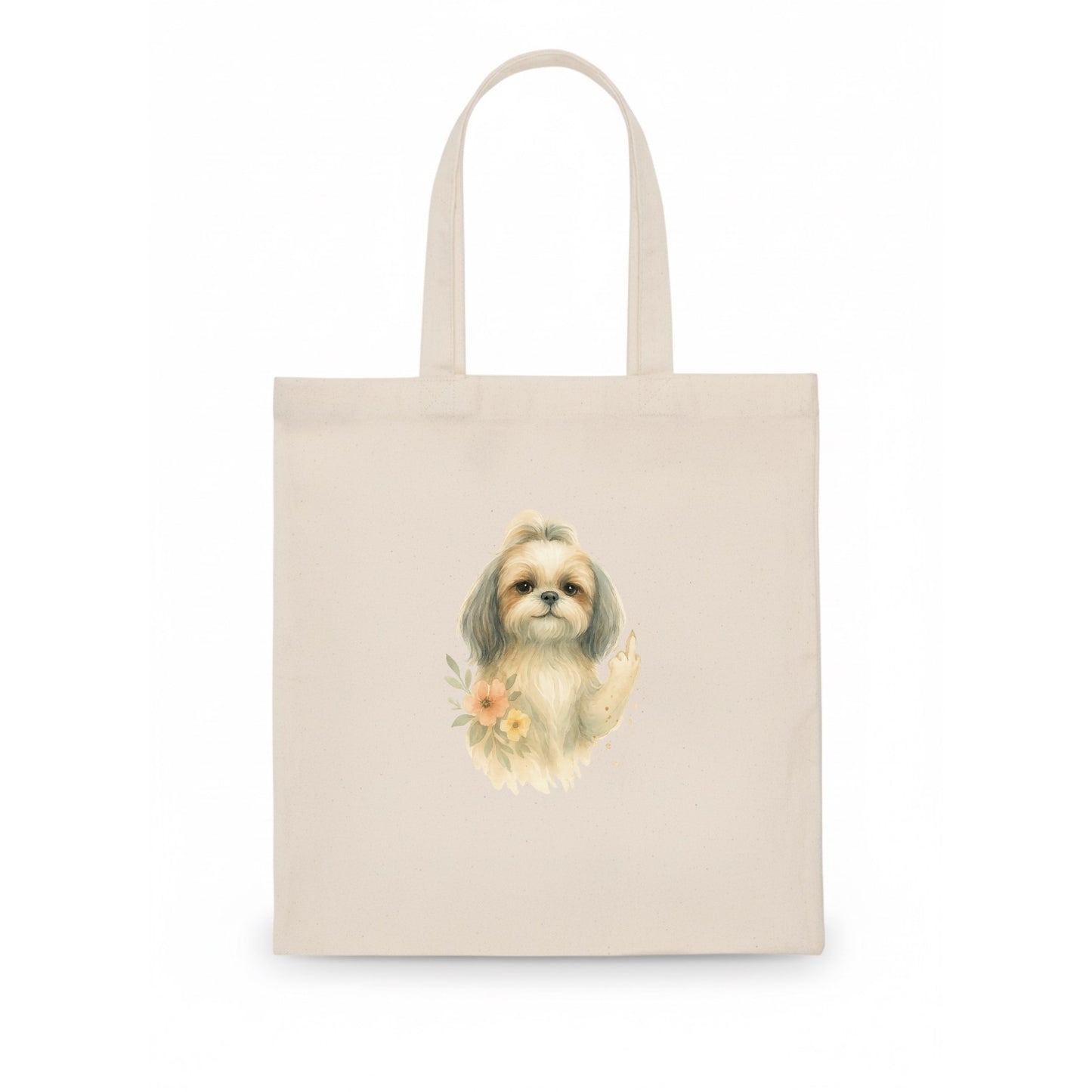 Shih Tzu with long flowing silky hair, tiny paw showing attitude - Tote Bag - white