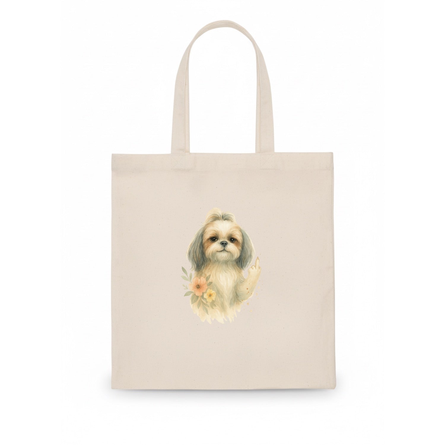 Shih Tzu with long flowing silky hair, tiny paw showing attitude - Tote Bag - white