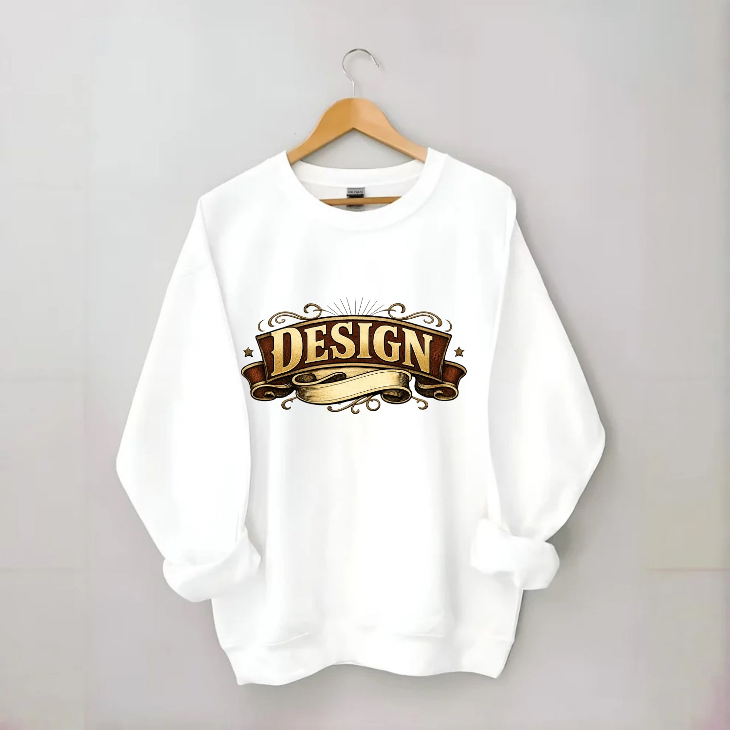 Bold typography design - "DESIGN" - intentional creation, aesthetic planning - Crewneck Sweatshirt - white
