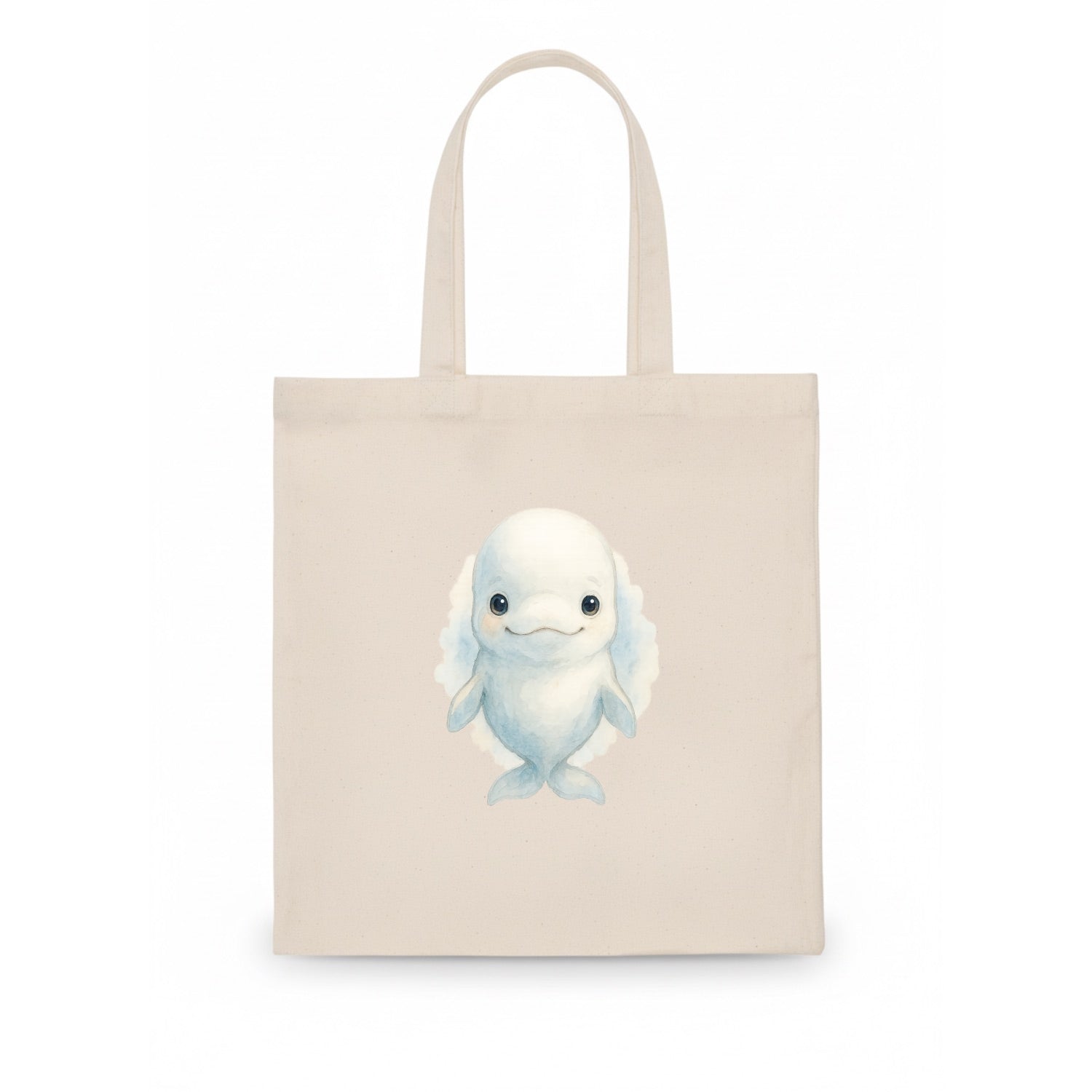 Baby Beluga Whale - pure white, rounded forehead, small eyes with big personality, - Tote Bag - white