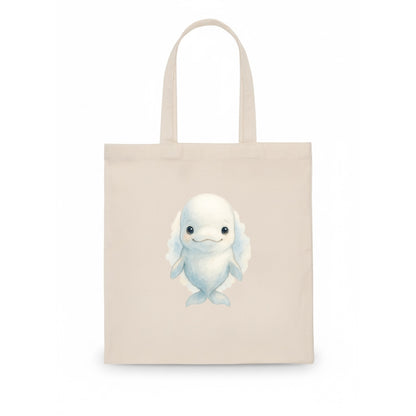 Baby Beluga Whale - pure white, rounded forehead, small eyes with big personality, - Tote Bag - white