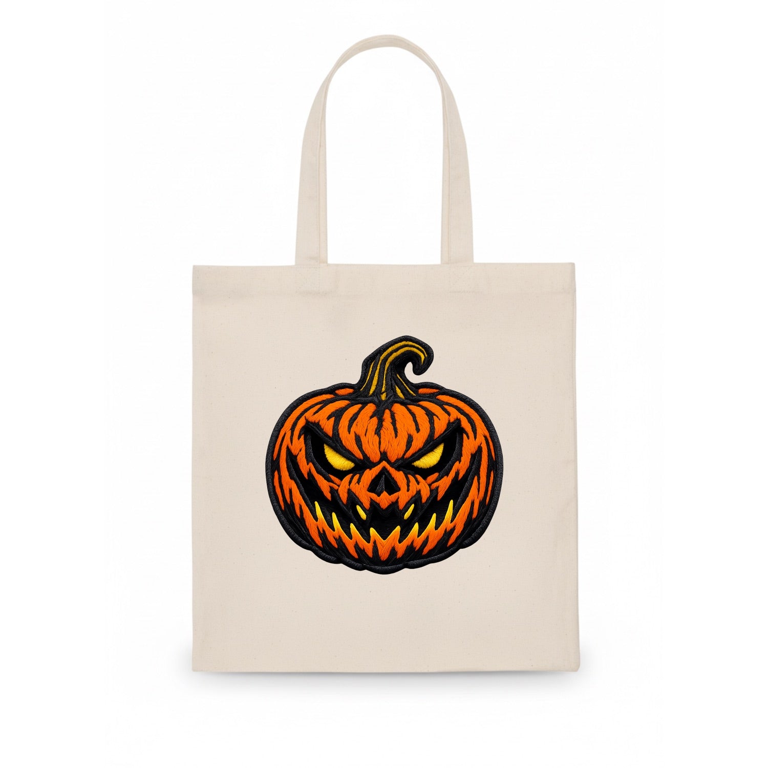 HALLOWEEN PUMPKIN - jack o lantern in orange and black , spooky - Tote Bag - white
