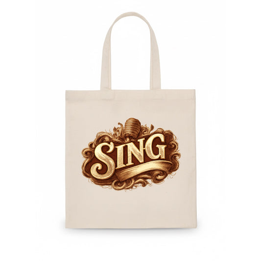 Bold typography design - "SING" - vocal expression, musical soul - Tote Bag - white