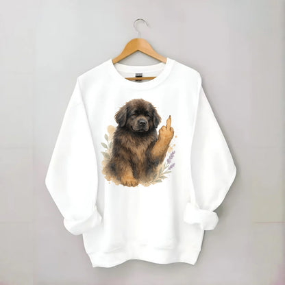 Newfoundland fluffy bear-like with webbed paws, massive gentle paw up - Crewneck Sweatshirt - white