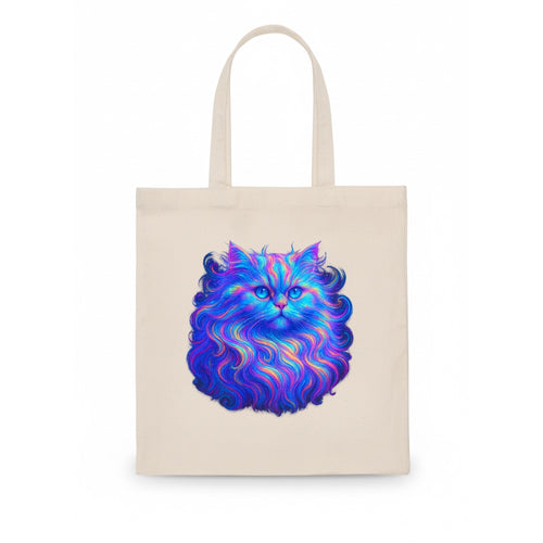 Luxurious Persian cat with flowing fur that refracts into rainbow prisms, soft pastel - Tote Bag