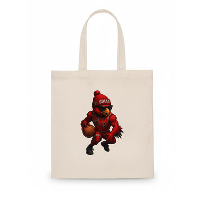 Windy City Hawk wearing Bulls beanie with six rings patch and wayfarer sunglasses - Tote Bag - white