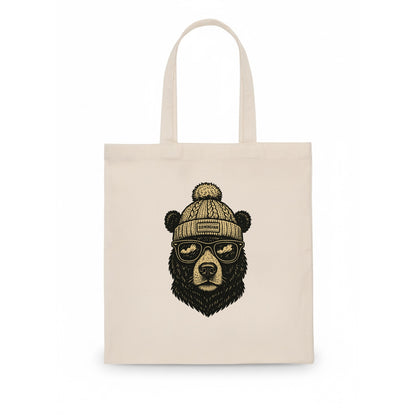 Alabama Black Bear wearing Birmingham beanie with pom pom and wayfarer sunglasses - Tote Bag - white