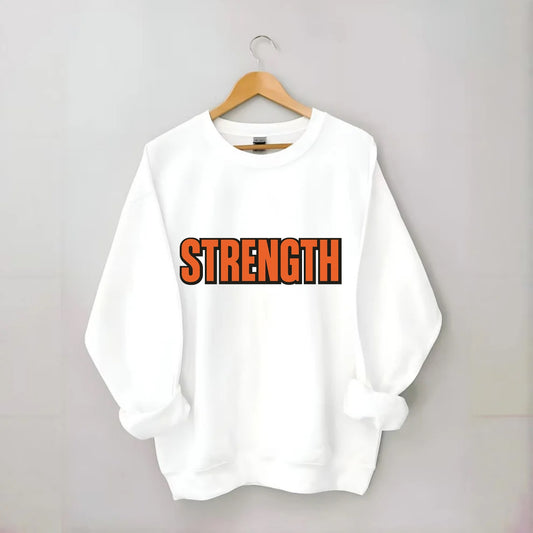 Bold typography design - "STRENGTH" - inner power, resilience, fortitude - Crewneck Sweatshirt - white