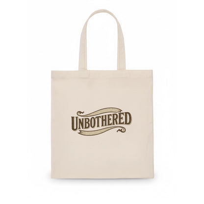 Bold typography design - "UNBOTHERED" - not affected, staying calm - Tote Bag - white