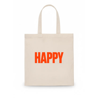 Bold typography design - "HAPPY" - joyful, content, pleased - Tote Bag - white
