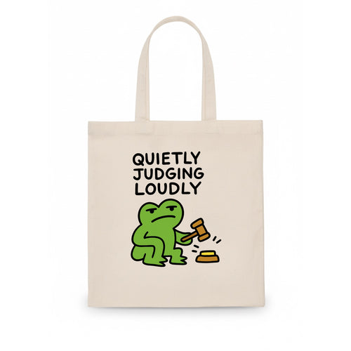 QUIETLY JUDGING LOUDLY | Silent gavel banging - Tote Bag