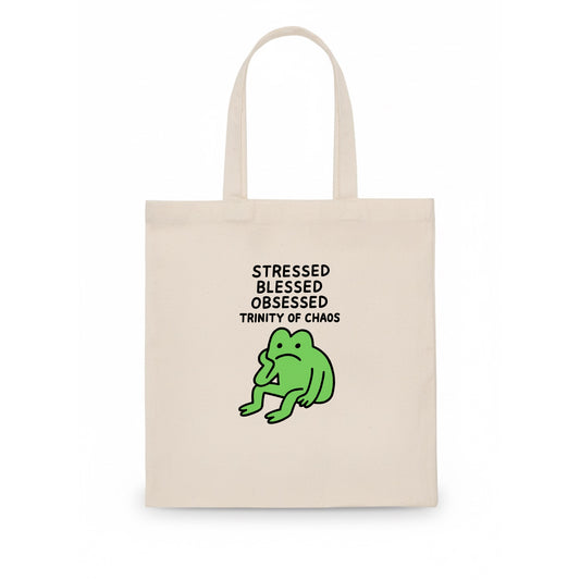 STRESSED BLESSED OBSESSED | Trinity of chaos - Tote Bag - white