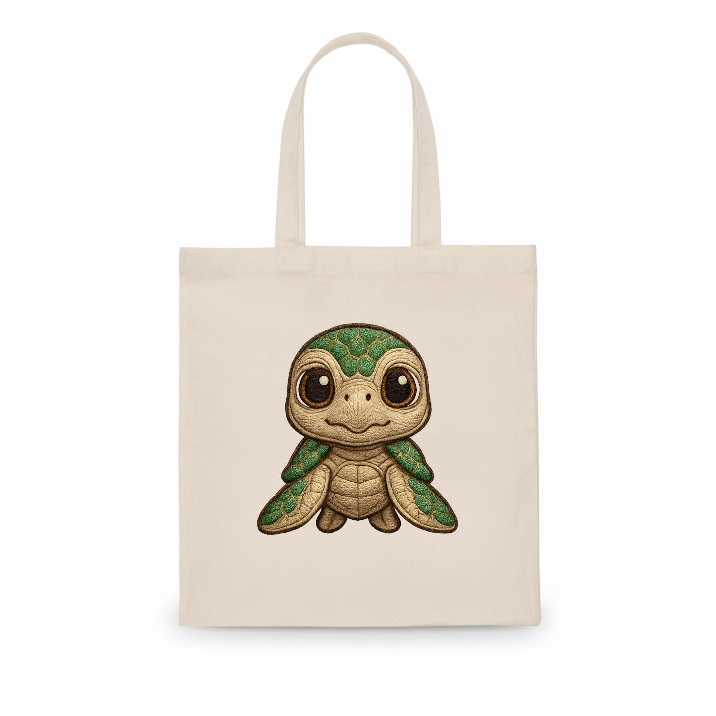 Baby Green Sea Turtle - emerald shell, large innocent brown eyes, tiny flippers, - Tote Bag - white