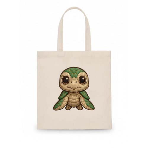 Baby Green Sea Turtle - emerald shell, large innocent brown eyes, tiny flippers, - Tote Bag