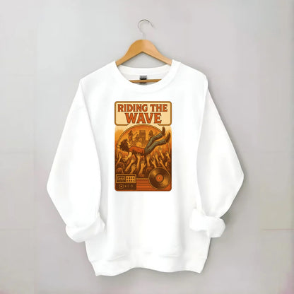 Crowd surfing at packed concert - "Riding the Wave" - concert energy - Crewneck Sweatshirt - white