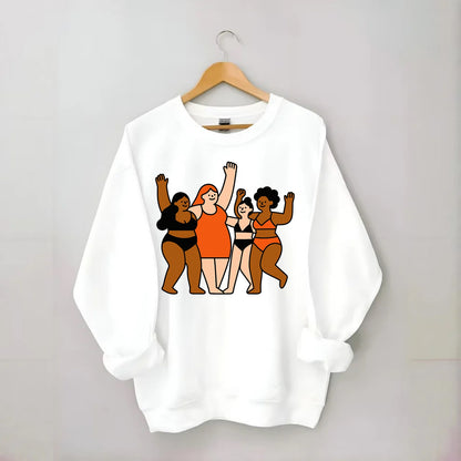 Diverse body types celebrating together - body positivity movement, all - Crewneck Sweatshirt - white