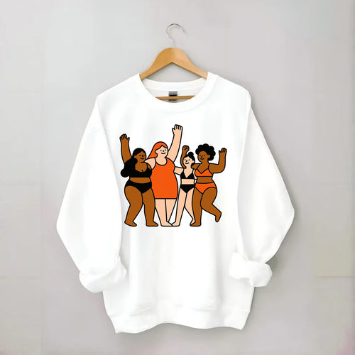 Diverse body types celebrating together - body positivity movement, all - Crewneck Sweatshirt