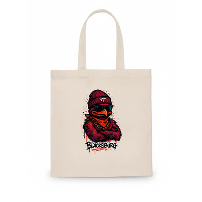 Blacksburg HokieBird wearing Virginia Tech beanie with VT patch - Tote Bag - white