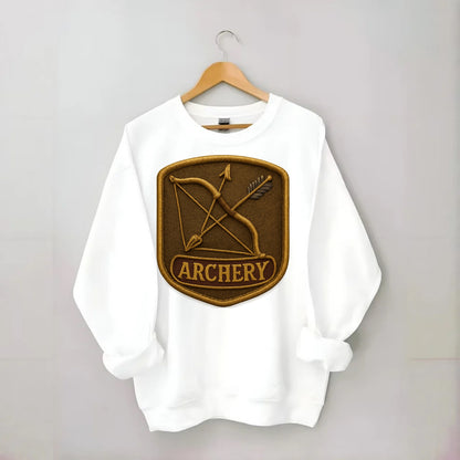 Bow and arrow crossed - archery enthusiast - Crewneck Sweatshirt - white