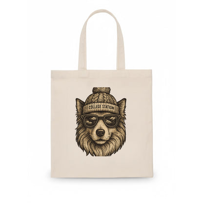 College Station Collie wearing Texas A&M - Tote Bag - white