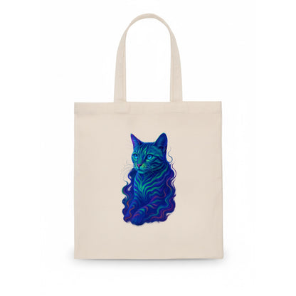 Exotic Bengal cat with aurora borealis colors flowing through its stripes, green and - Tote Bag - white