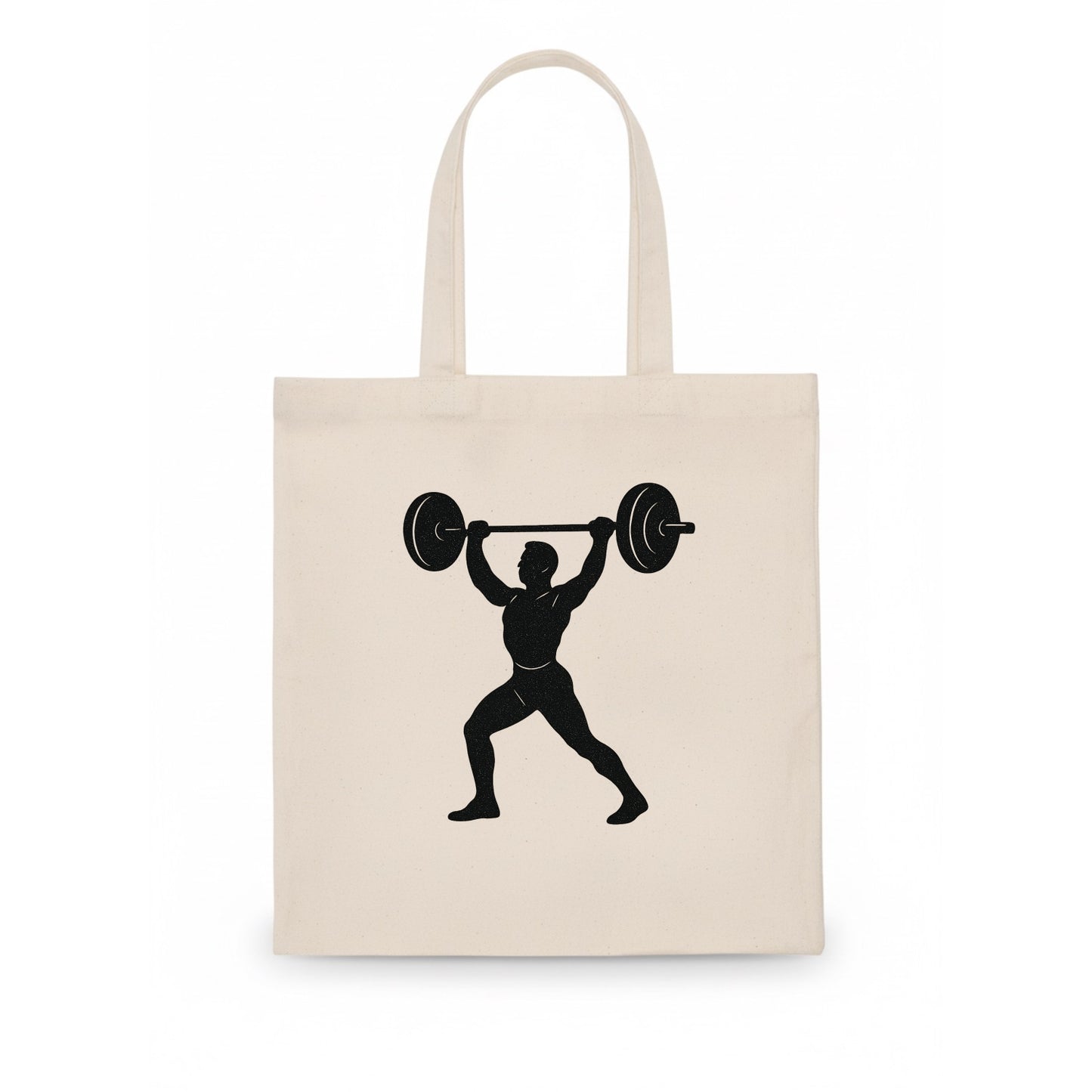 Weightlifter lifting barbell overhead - Tote Bag - white