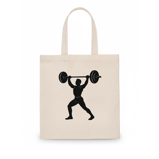 Weightlifter lifting barbell overhead - Tote Bag - white