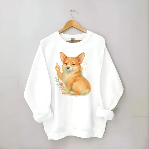 Corgi short legs and fluffy butt, one stubby paw up with sass - Crewneck Sweatshirt