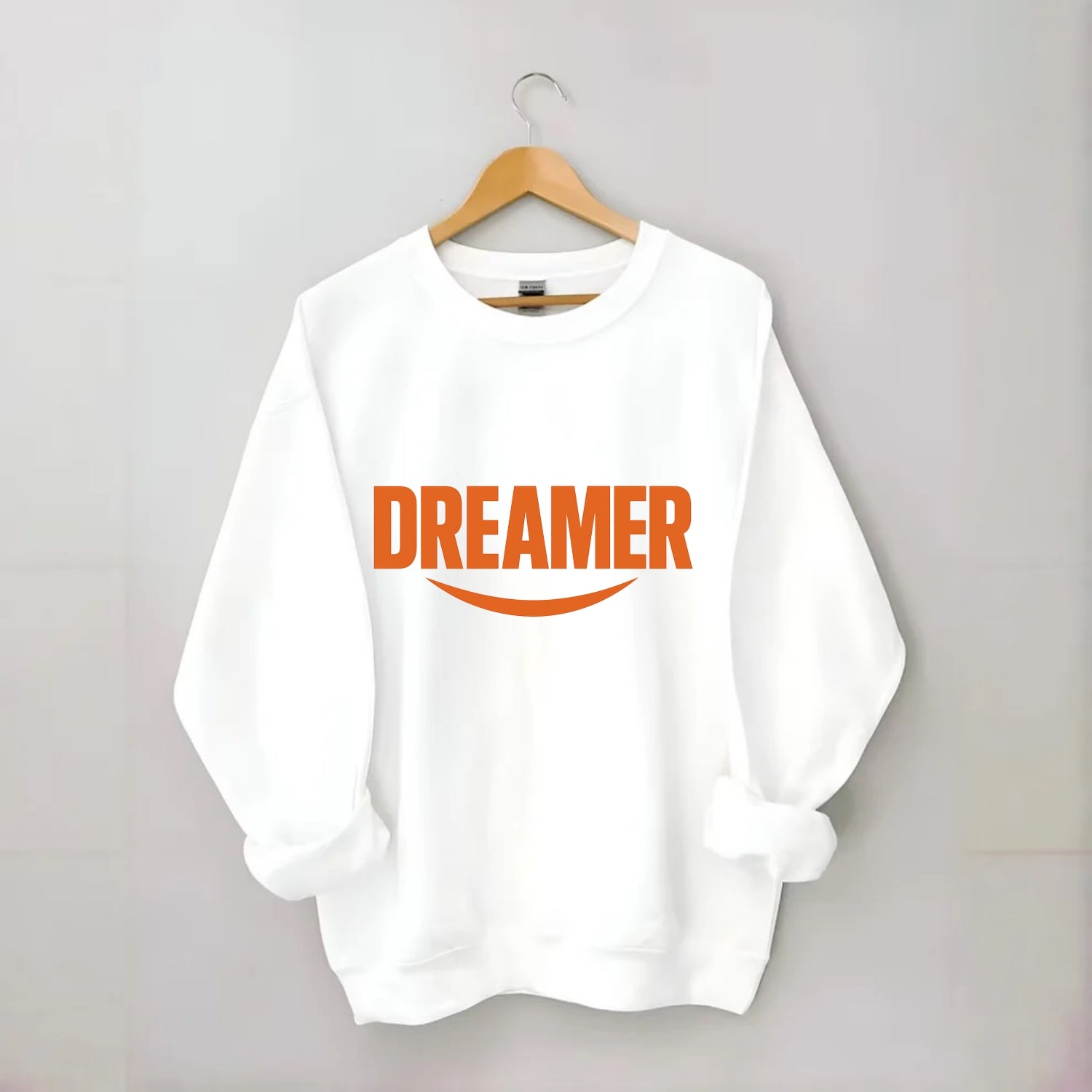 Bold typography design - "DREAMER" - imagination, seeing possibilities - Crewneck Sweatshirt - white
