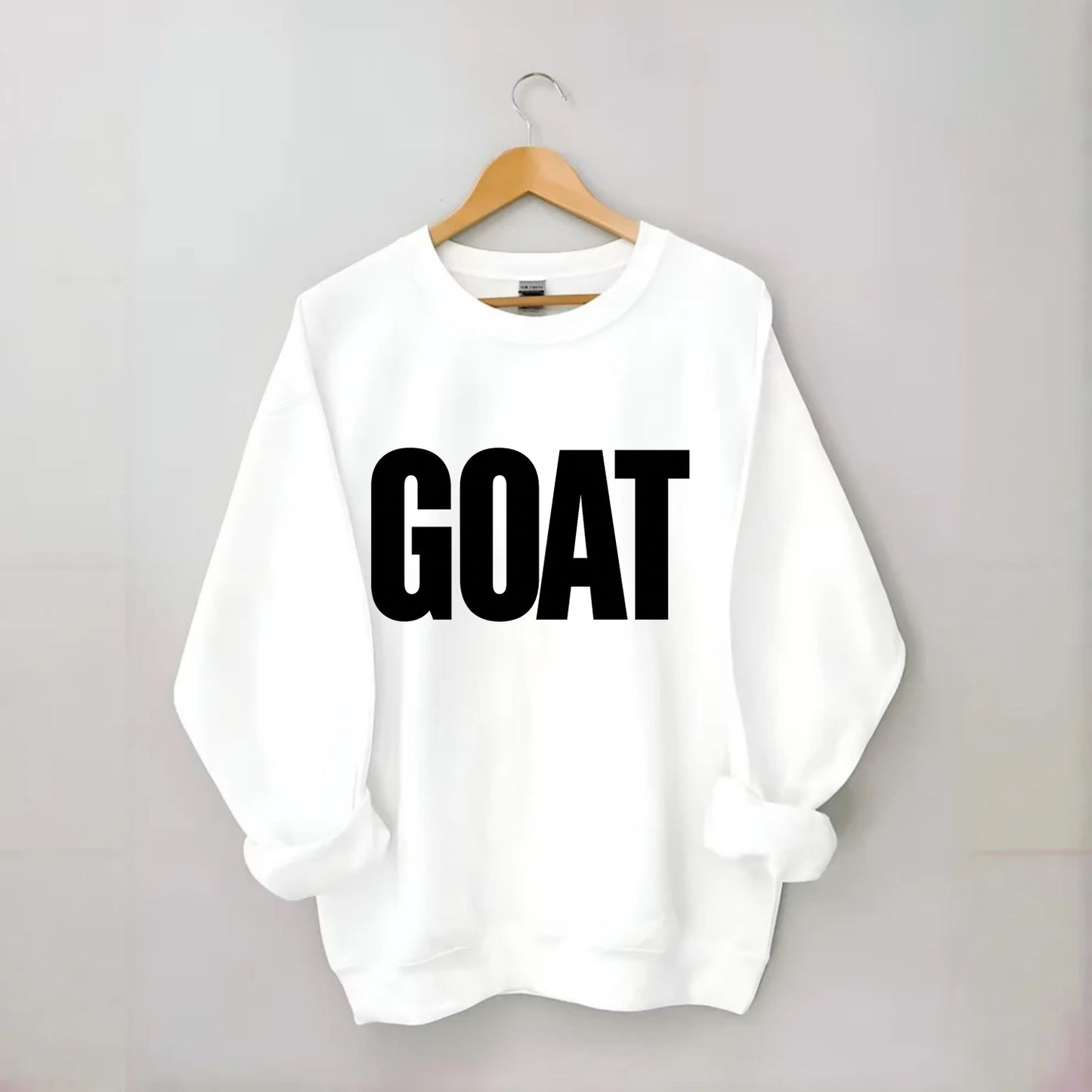Bold typography design - "GOAT" - greatest of all time - Crewneck Sweatshirt - white