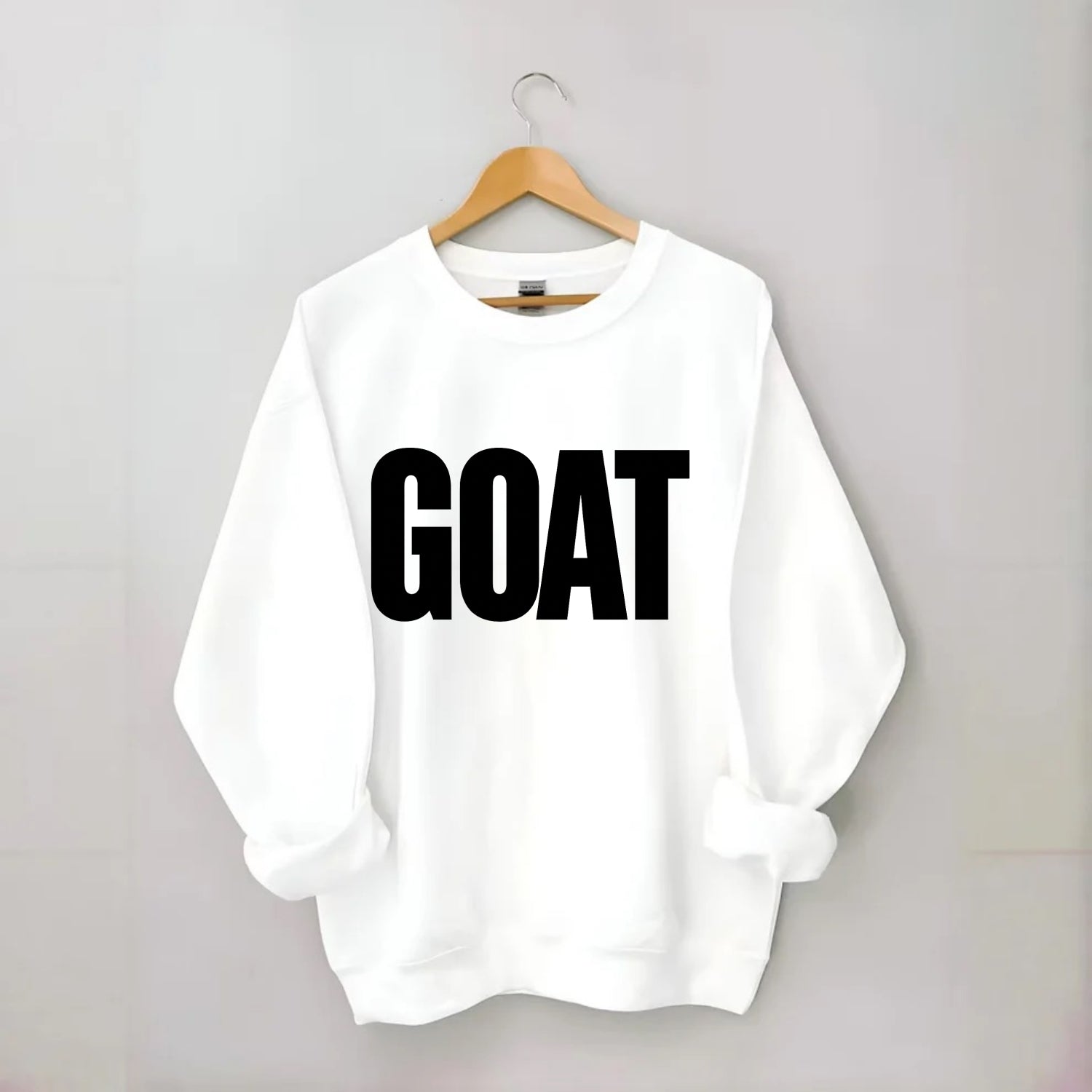 Bold typography design - "GOAT" - greatest of all time - Crewneck Sweatshirt - white
