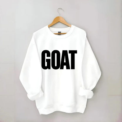 Bold typography design - "GOAT" - greatest of all time - Crewneck Sweatshirt - white