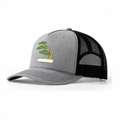 Windswept Juniper Form Bonsai Trucker Hat – Sport Grey Black