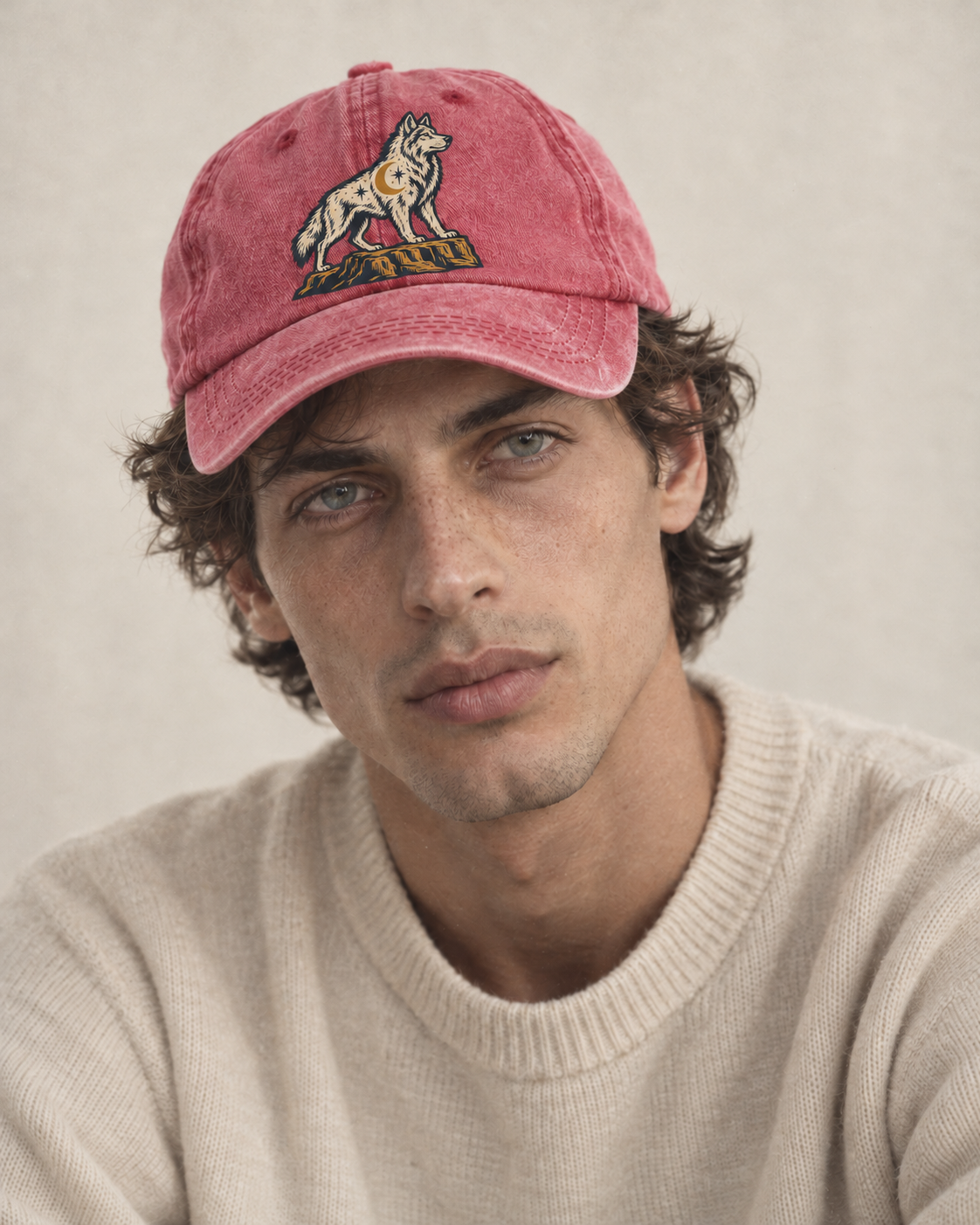 Model wearing the cap