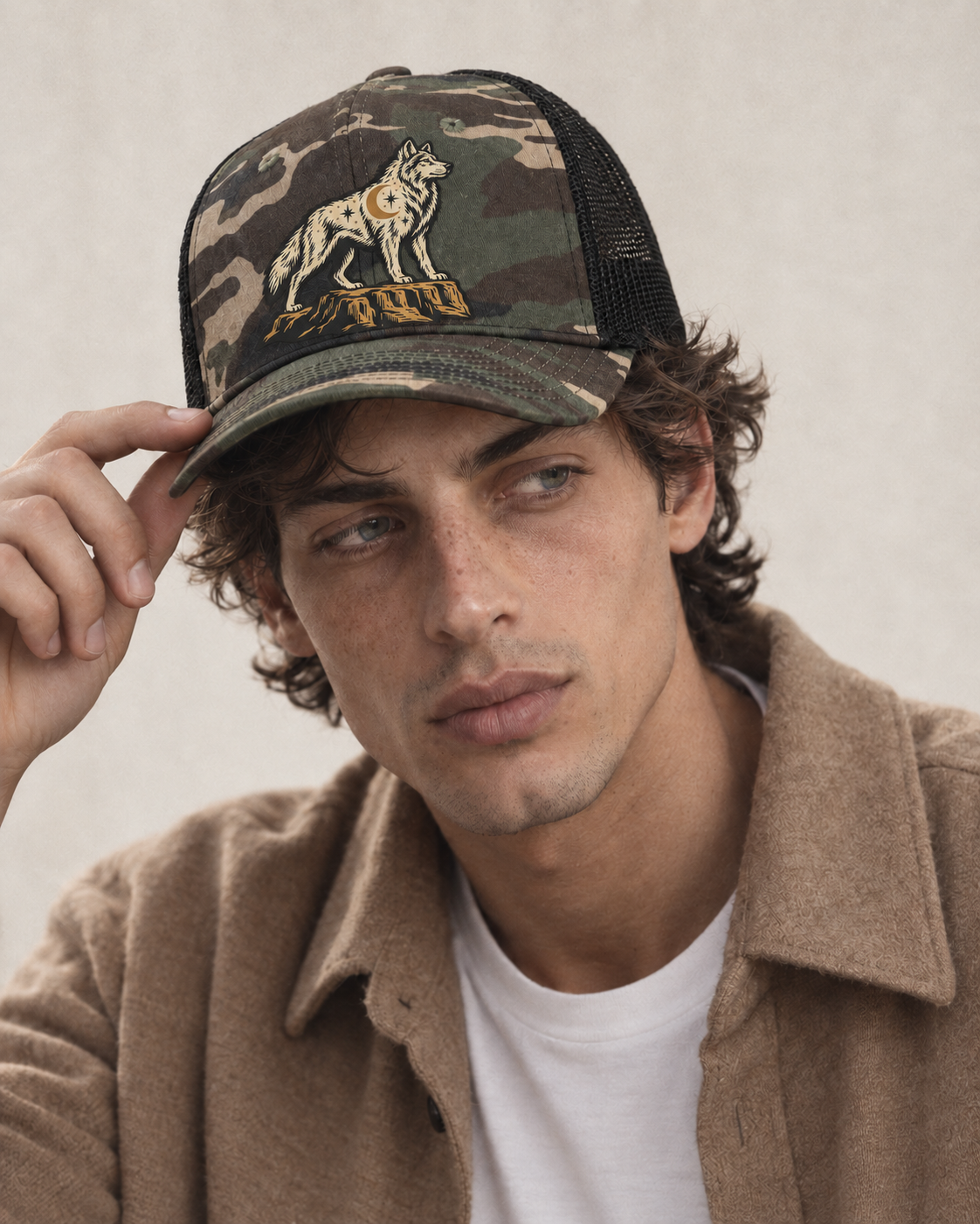 Model wearing the cap