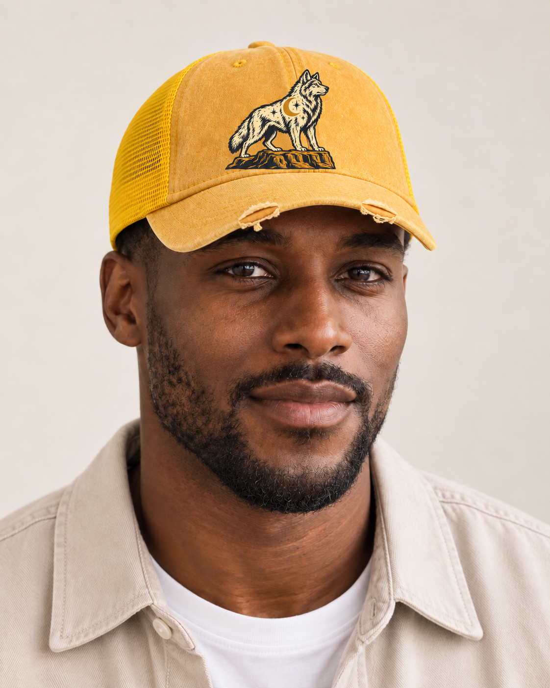 Model wearing the cap