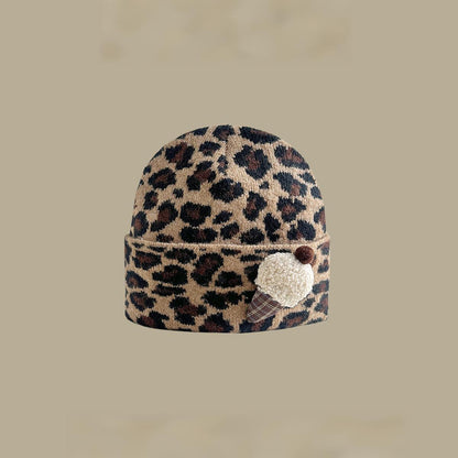 Women'S Leopard Print Beanie With Ear Flaps - Fleece Coffee Check Icicle