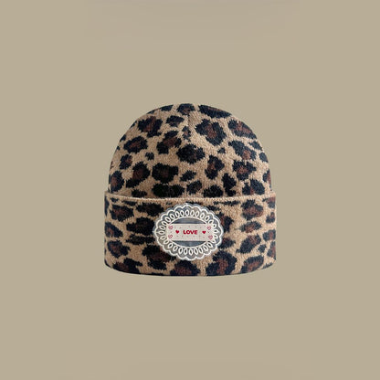 Women'S Leopard Print Beanie With Ear Flaps - Lace Base LOVE