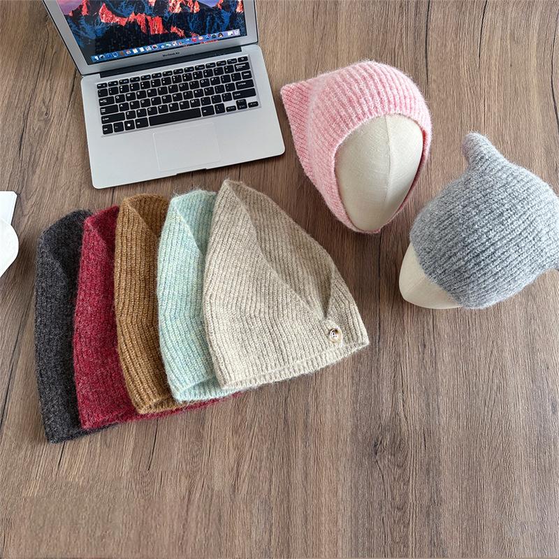 Women's Slouchy Knitted Beanie, Korean Trendy Autumn Winter Warm Ear-Protective Cold Hat