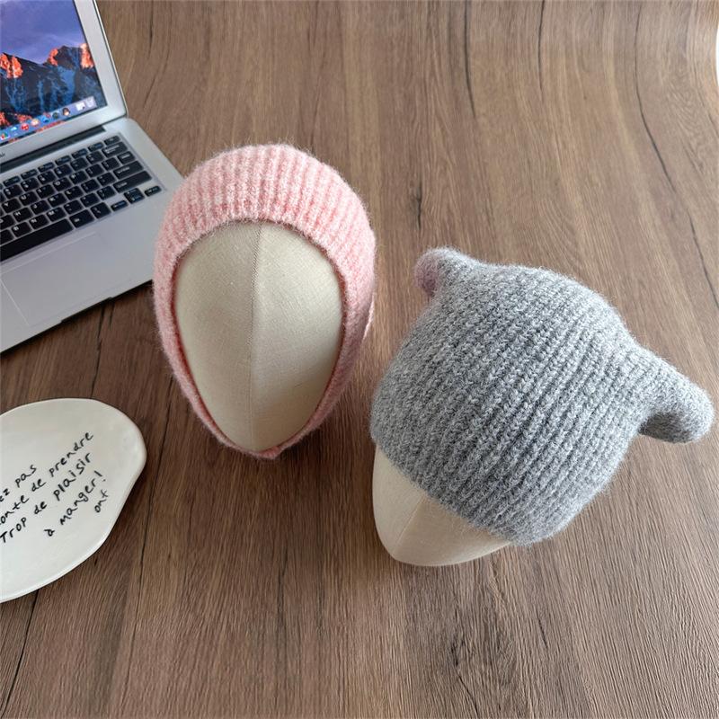 Women's Slouchy Knitted Beanie, Korean Trendy Autumn Winter Warm Ear-Protective Cold Hat