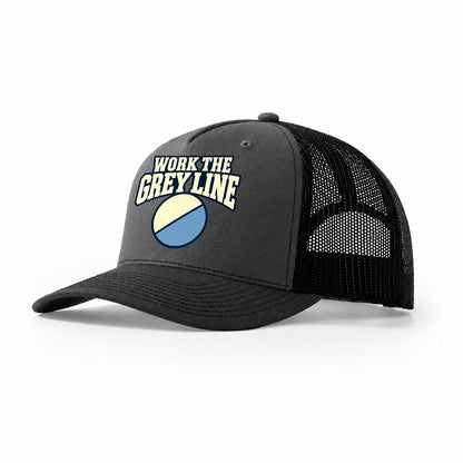 Work The Grey Line Amateur Radio Trucker Hat – Dark Grey Black