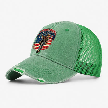 World S Toughest Grandpa Old Man Strong Washed Trucker Hat – Ink Green