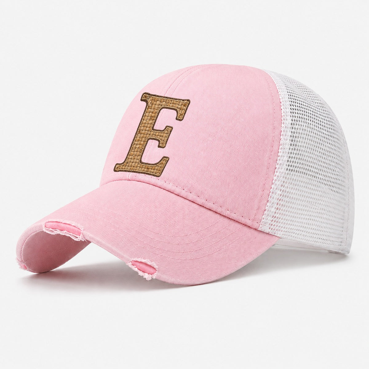Woven Tweed E Monogram Washed Trucker Hat – Light Pink