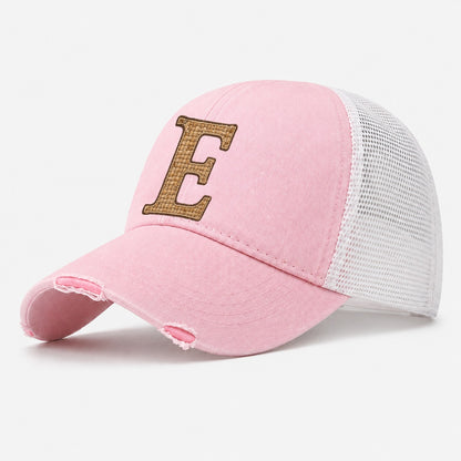 Woven Tweed E Monogram Washed Trucker Hat – Light Pink
