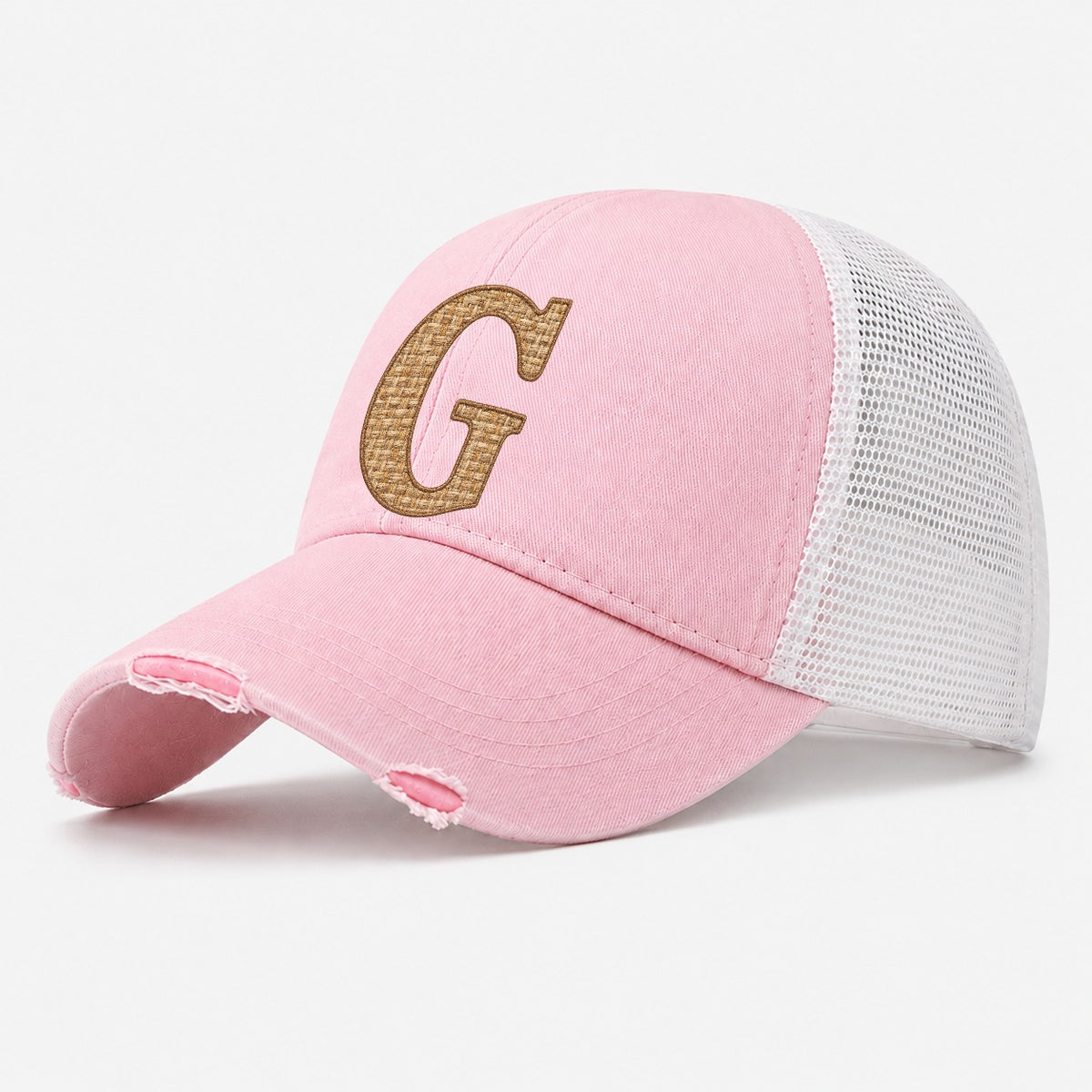 Woven Tweed G Monogram Washed Trucker Hat – Light Pink