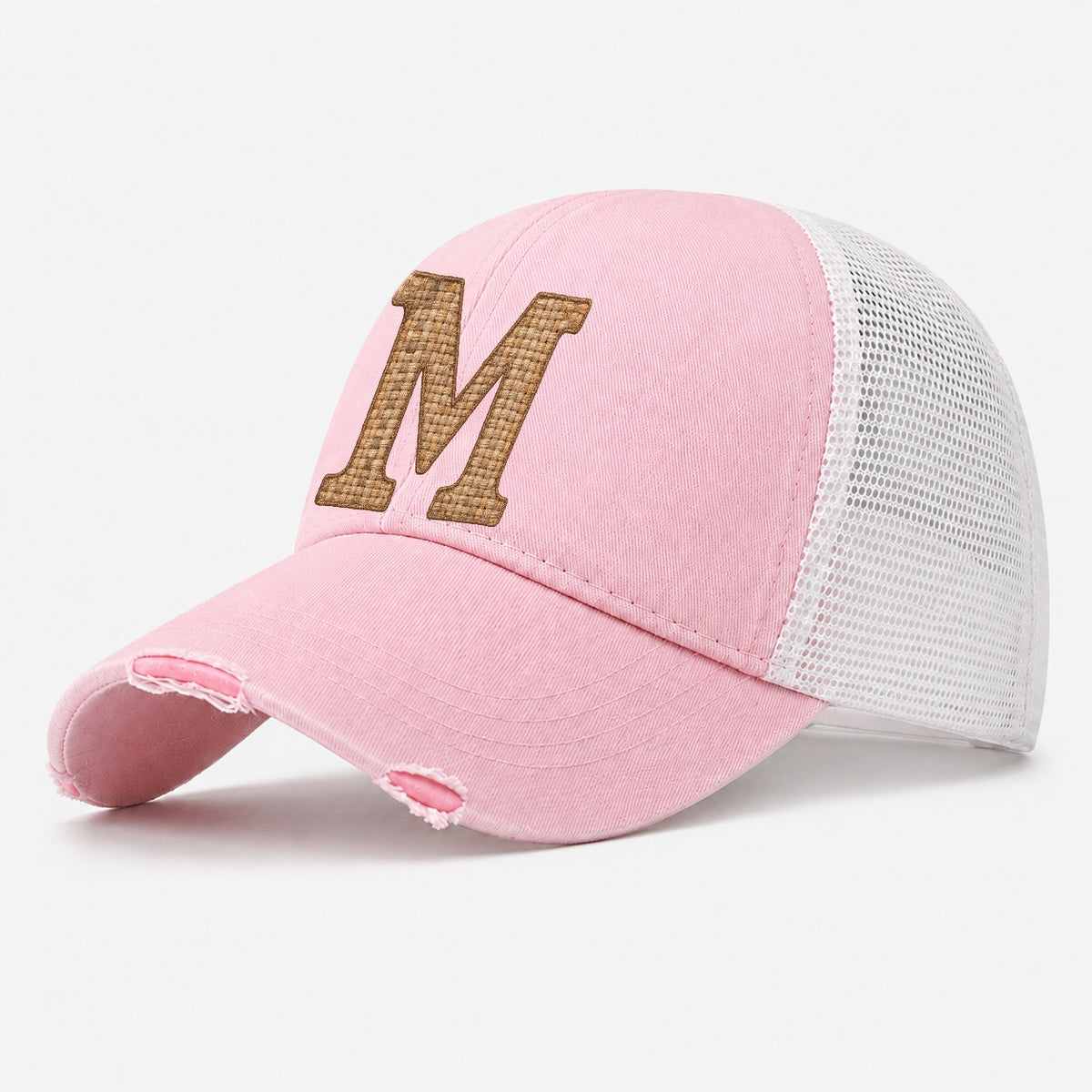 Woven Tweed M Monogram Washed Trucker Hat – Light Pink